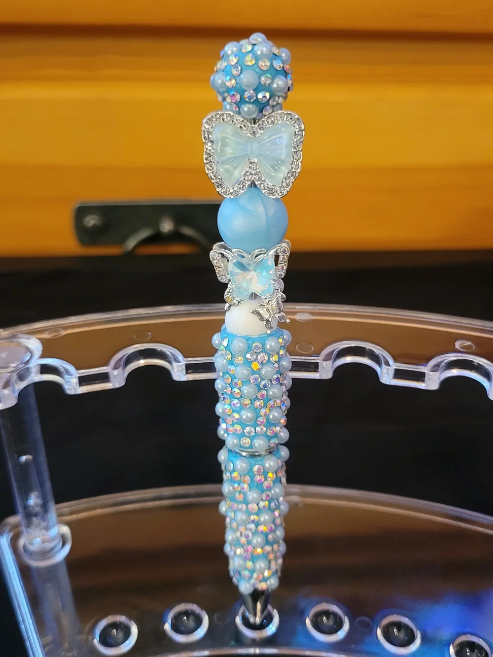 Blue Butterfly Crystal Handmade Beaded Women’s Pen.